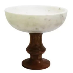 Discount 🎉 Biltmore® 10" Marble Bowl on Footed Wood Base ⌛ -Gleam Hearth Sales Belk 1062