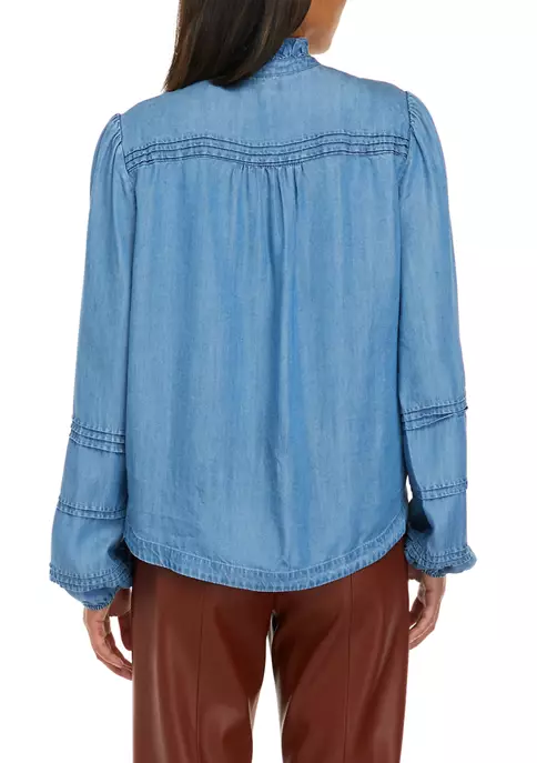 Wholesale 😉 Biltmore® Women's Ruffle Neck Button Down Shirt 🥰 2 Wholesale 😉 Biltmore® Women's Ruffle Neck Button Down Shirt 🥰 - Image 2