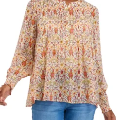 Hot Sale ⭐ Biltmore® Women's Long Sleeve Popover Blouse 😀 -Gleam Hearth Sales Belk 1310