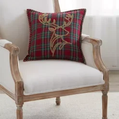 Brand new ⌛ Biltmore® Plaid Stag Holiday Decorative Pillow ✔️ -Gleam Hearth Sales Belk 420