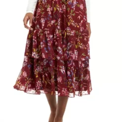 Flash Sale ✔️ Biltmore® Women's Tiered Chiffon Midi Skirt 😍 -Gleam Hearth Sales Belk 444