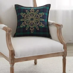 Cheapest 🔥 Biltmore® Plaid Snowflake Square Pillow ❤️ -Gleam Hearth Sales Belk 544