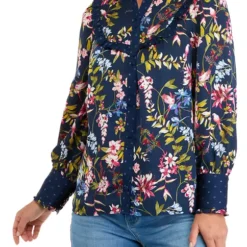 Coupon ❤️ Biltmore® 💯 Women's Long Sleeve Ruffle Yoke Blouse 😀