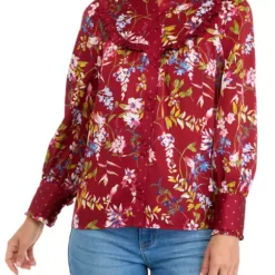 Coupon ❤️ Biltmore® 💯 Women's Long Sleeve Ruffle Yoke Blouse 😀 -Gleam Hearth Sales Belk 651