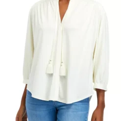 Top 10 ✨ Biltmore® Women's 3/4 Sleeve Tie Knit Peasant Blouse 🤩