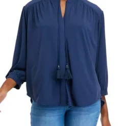 Top 10 ✨ Biltmore® Women's 3/4 Sleeve Tie Knit Peasant Blouse 🤩 -Gleam Hearth Sales Belk 677