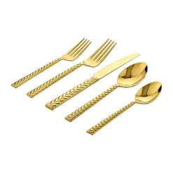 Outlet 🛒 Biltmore® Gold Braided Handle 20 Piece Flatware Set ✨ -Gleam Hearth Sales Belk 806