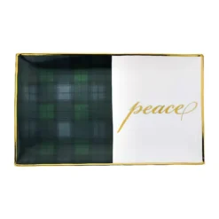 Flash Sale 🔔 Biltmore® Navy & Green Tartan Peace Small Rectangular Tray ❤️